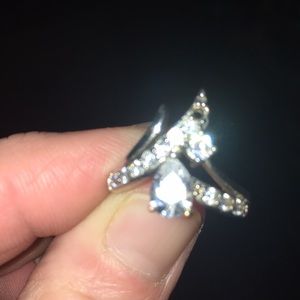 Size 7 silver and cubic zirconia ring